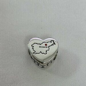 Pandora Slovenia Exclusive Travel Heart Charm Pendant, S925 Silver Jewelry